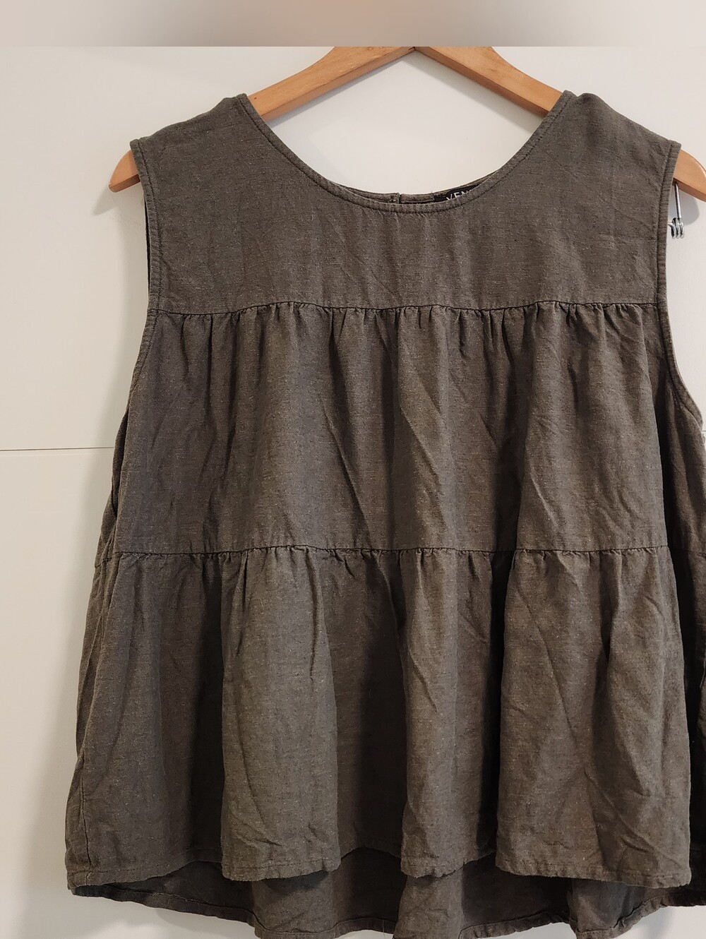 Venus Linen Cotton Blend Tiered Sleeveless Top
